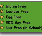 Gluten, Lactose, Egg Free, 95% Soy Free, Nut Free in Schools